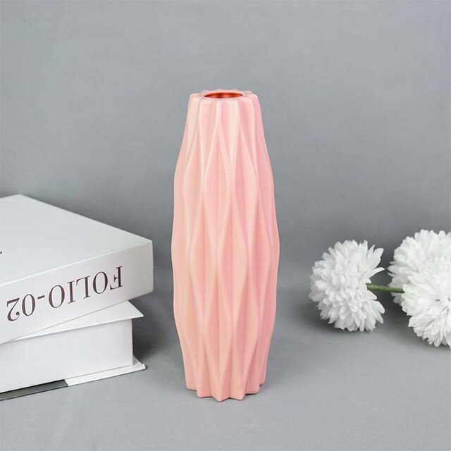 ZK20 Modern Flower Vase White Blue Plastic Vase Flower Pot Basket Nordic Home Living Room Decoration Ornament Flower Arrangement