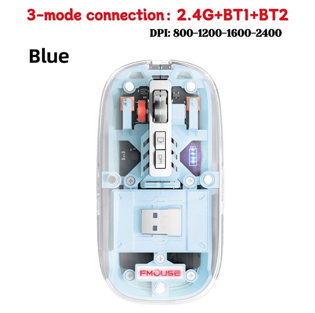 Wired Wireless Mouse Gamer RGB Light Adjustable Transparent Game Mouse Bluetooth-compatible Mouse for Desktop Notebook Computer