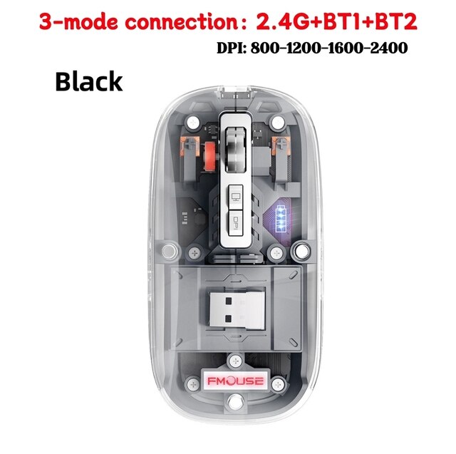 Wired Wireless Mouse Gamer RGB Light Adjustable Transparent Game Mouse Bluetooth-compatible Mouse for Desktop Notebook Computer
