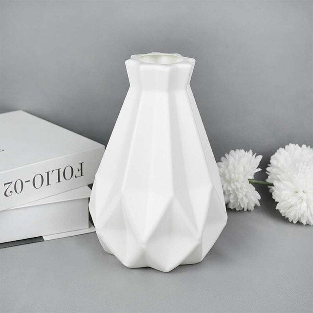 ZK20 Modern Flower Vase White Blue Plastic Vase Flower Pot Basket Nordic Home Living Room Decoration Ornament Flower Arrangement