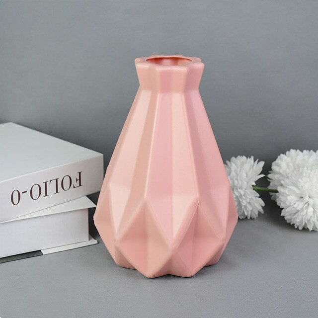 ZK20 Modern Flower Vase White Blue Plastic Vase Flower Pot Basket Nordic Home Living Room Decoration Ornament Flower Arrangement