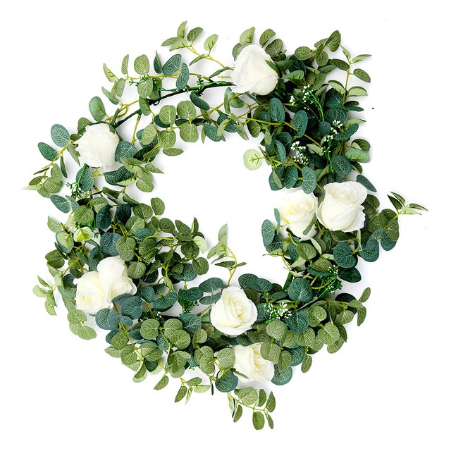 Silk Artificial Rose Vine Hanging Flowers for Wall Decoration Rattan Fake Plants Leaves Garland Romantic Wedding Home Decoration