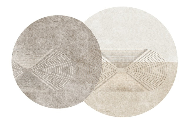 Double Round Living Room Coffee Table Carpet Home Abstract Solid Color Mat Personality Shaped Bedroom Bedside Rug Homestay Rugs