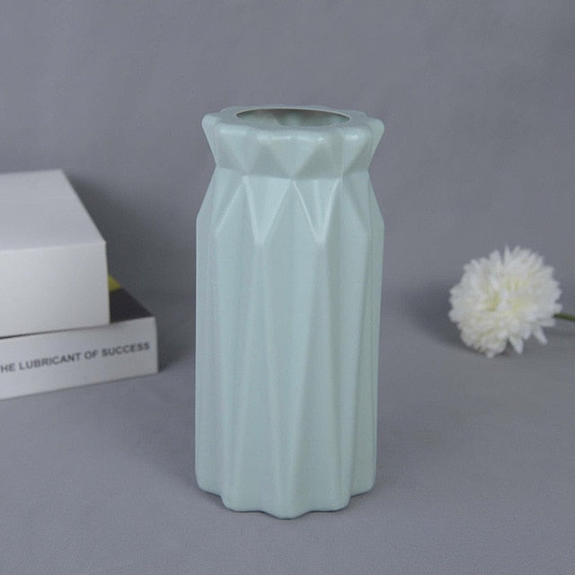 ZK20 Modern Flower Vase White Blue Plastic Vase Flower Pot Basket Nordic Home Living Room Decoration Ornament Flower Arrangement