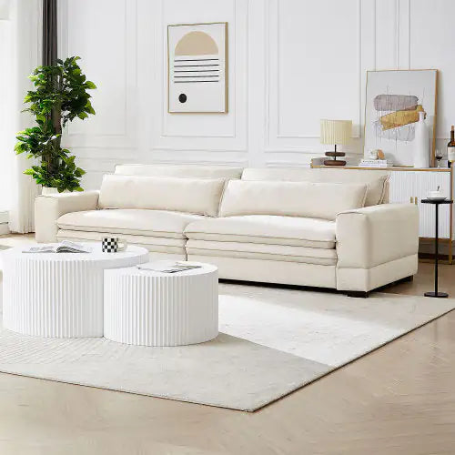 Beige Modern Fabric Sofa for Living Spaces