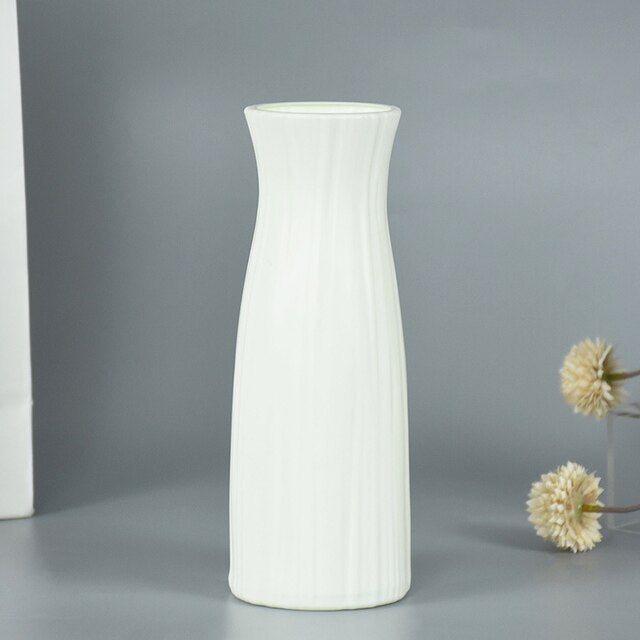 ZK20 Modern Flower Vase White Blue Plastic Vase Flower Pot Basket Nordic Home Living Room Decoration Ornament Flower Arrangement