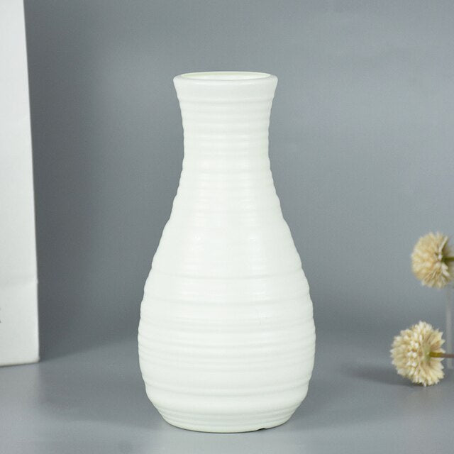 ZK20 Modern Flower Vase White Blue Plastic Vase Flower Pot Basket Nordic Home Living Room Decoration Ornament Flower Arrangement
