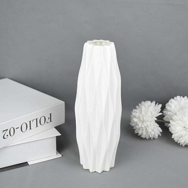 ZK20 Modern Flower Vase White Blue Plastic Vase Flower Pot Basket Nordic Home Living Room Decoration Ornament Flower Arrangement