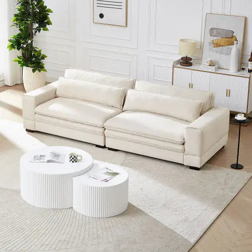 Beige Modern Fabric Sofa for Living Spaces