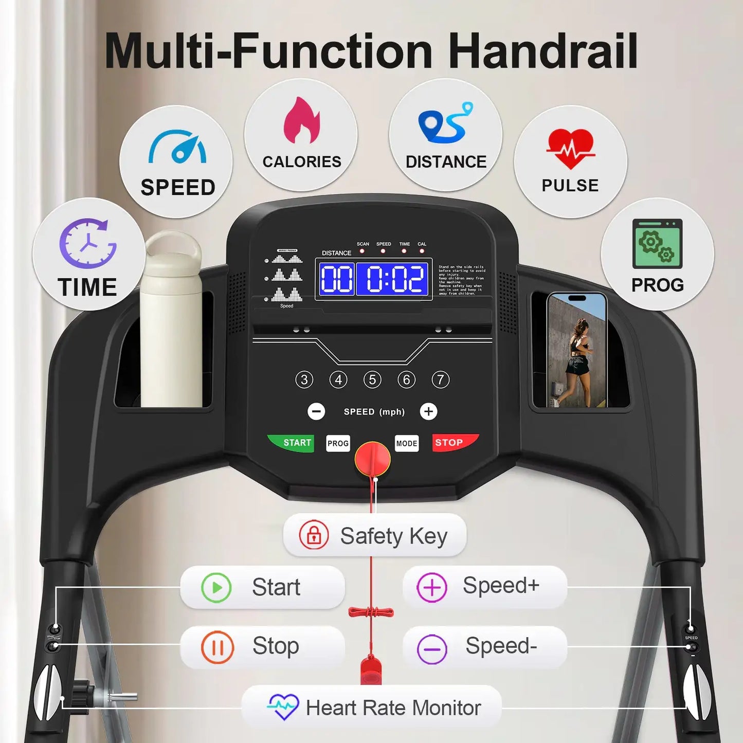 Compact PulseTrack Home Treadmill