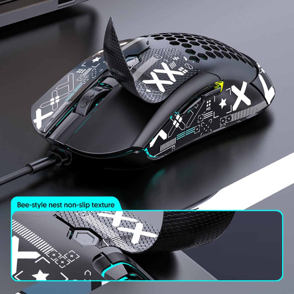 Portable Wired Mouse 7 Keys Esports Mouse M5 Mini RGB Mechanical Mouse 12000DPI Lightweight Mouse for PC Laptop Notebook