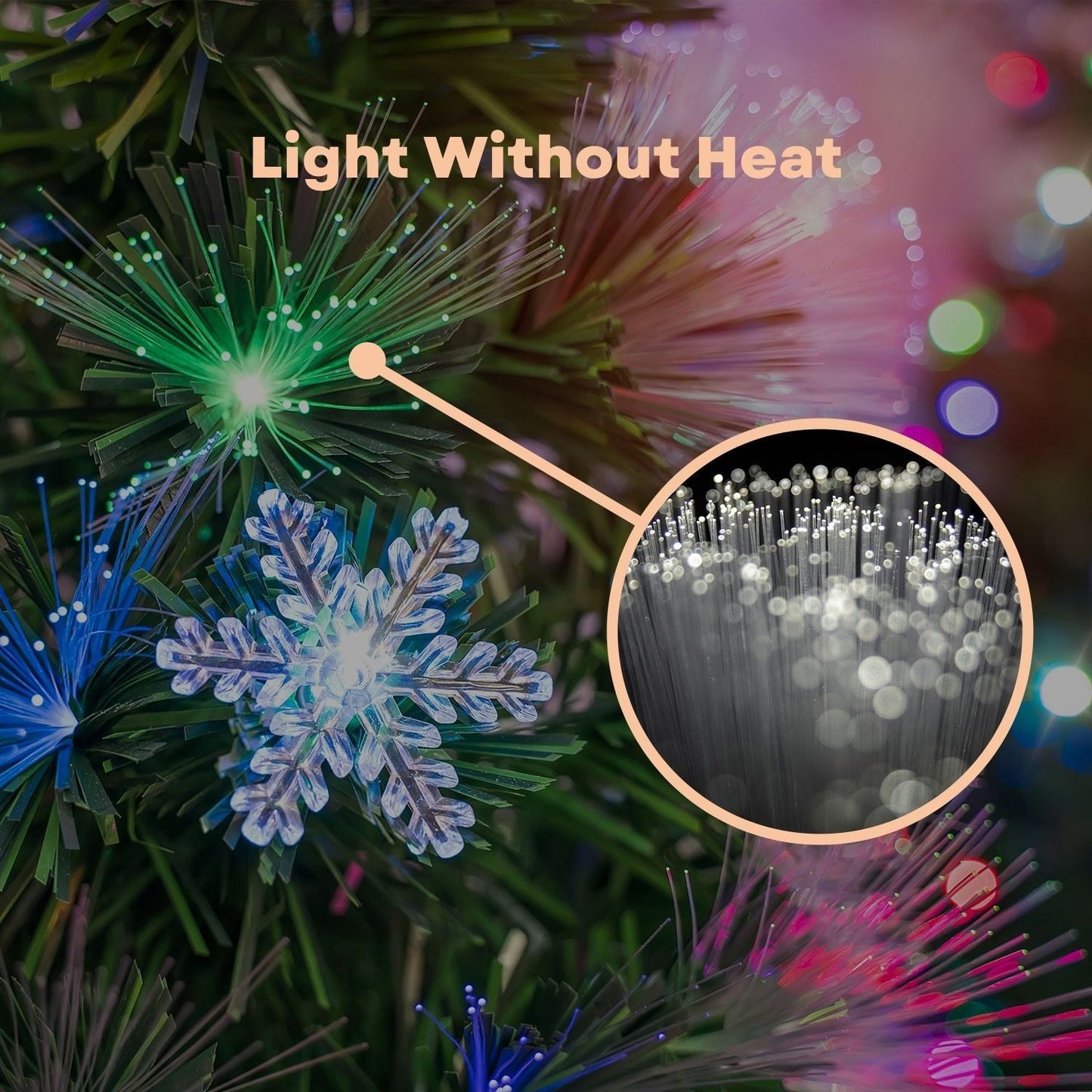Festiss 1.8m Hinged Construction Easy Assembly Artificial Christmas Trees with Fiber Optic Lights