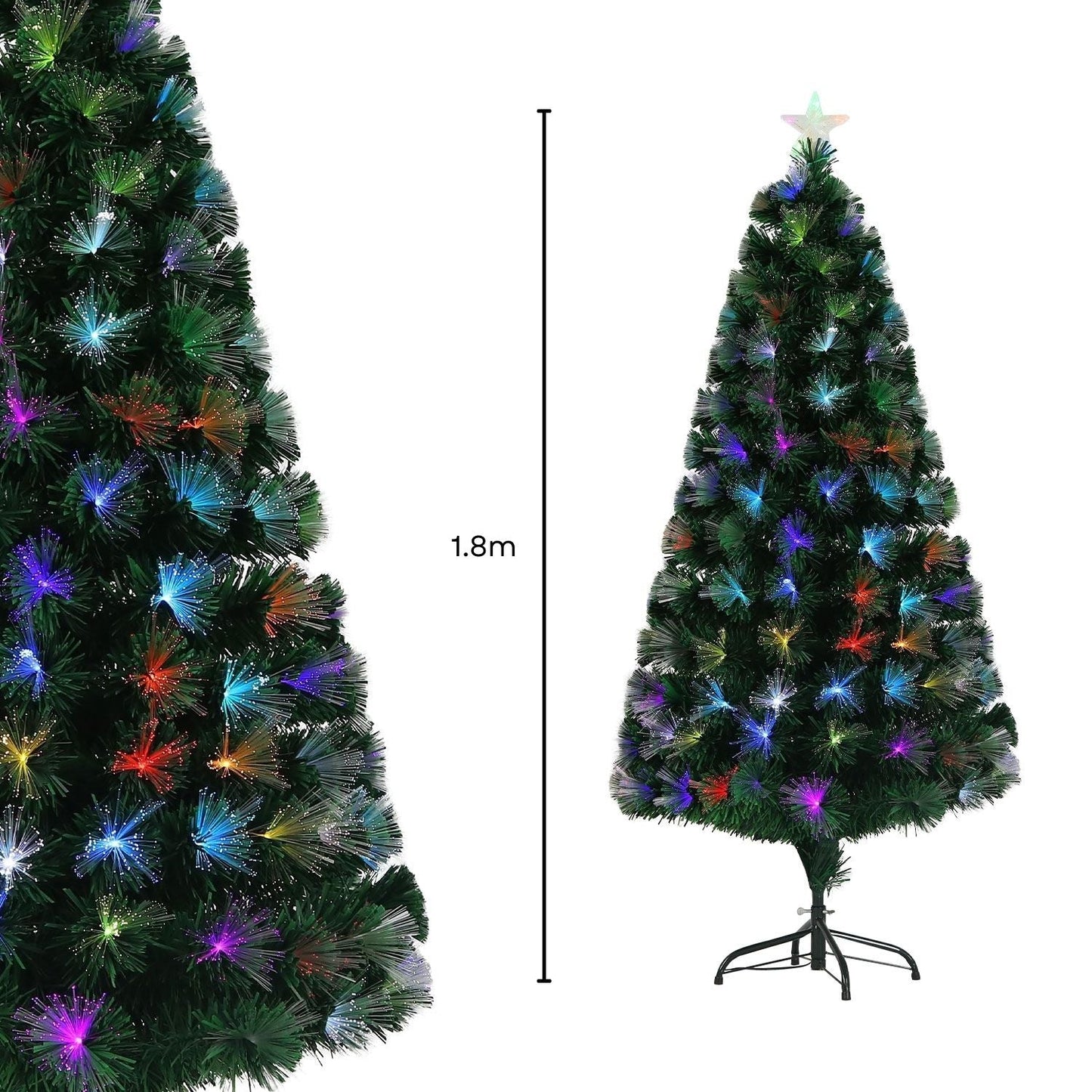 Festiss 1.8m Hinged Construction Easy Assembly Artificial Christmas Trees with Fiber Optic Lights
