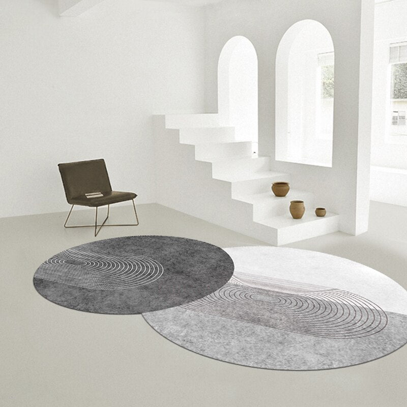 Double Round Living Room Coffee Table Carpet Home Abstract Solid Color Mat Personality Shaped Bedroom Bedside Rug Homestay Rugs