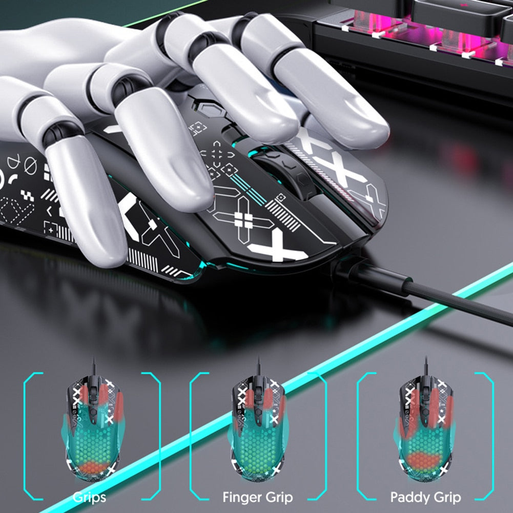 Portable Wired Mouse 7 Keys Esports Mouse M5 Mini RGB Mechanical Mouse 12000DPI Lightweight Mouse for PC Laptop Notebook