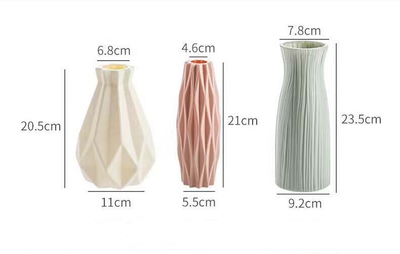 ZK20 Modern Flower Vase White Blue Plastic Vase Flower Pot Basket Nordic Home Living Room Decoration Ornament Flower Arrangement