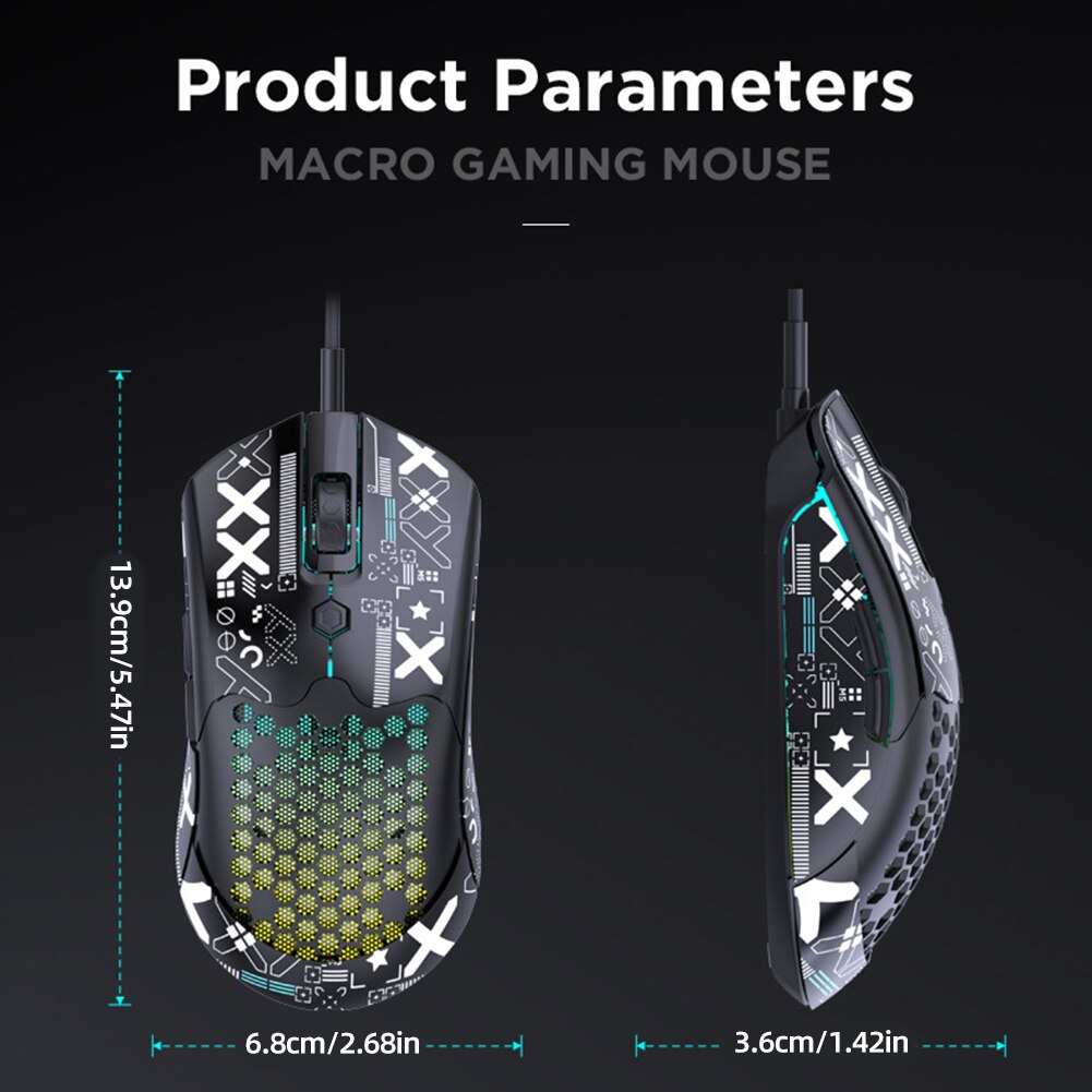 Portable Wired Mouse 7 Keys Esports Mouse M5 Mini RGB Mechanical Mouse 12000DPI Lightweight Mouse for PC Laptop Notebook