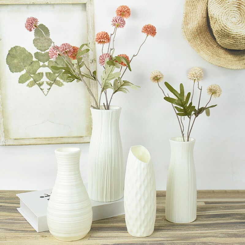 ZK20 Modern Flower Vase White Blue Plastic Vase Flower Pot Basket Nordic Home Living Room Decoration Ornament Flower Arrangement