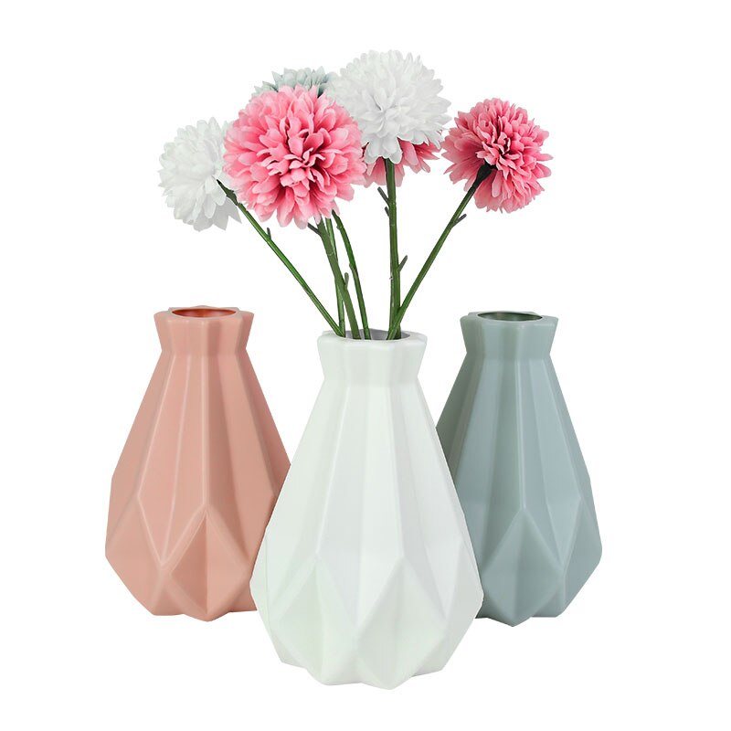 ZK20 Modern Flower Vase White Blue Plastic Vase Flower Pot Basket Nordic Home Living Room Decoration Ornament Flower Arrangement