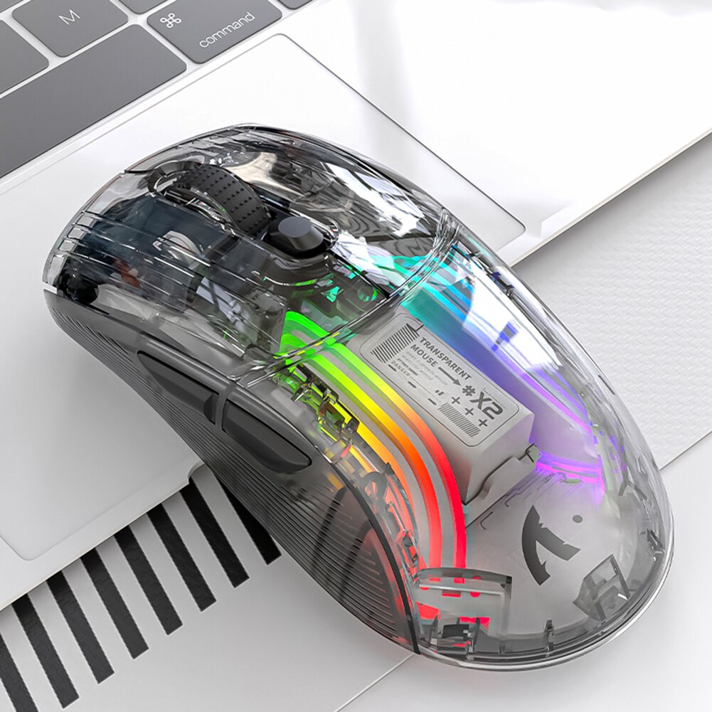 Wired Wireless Mouse Gamer RGB Light Adjustable Transparent Game Mouse Bluetooth-compatible Mouse for Desktop Notebook Computer