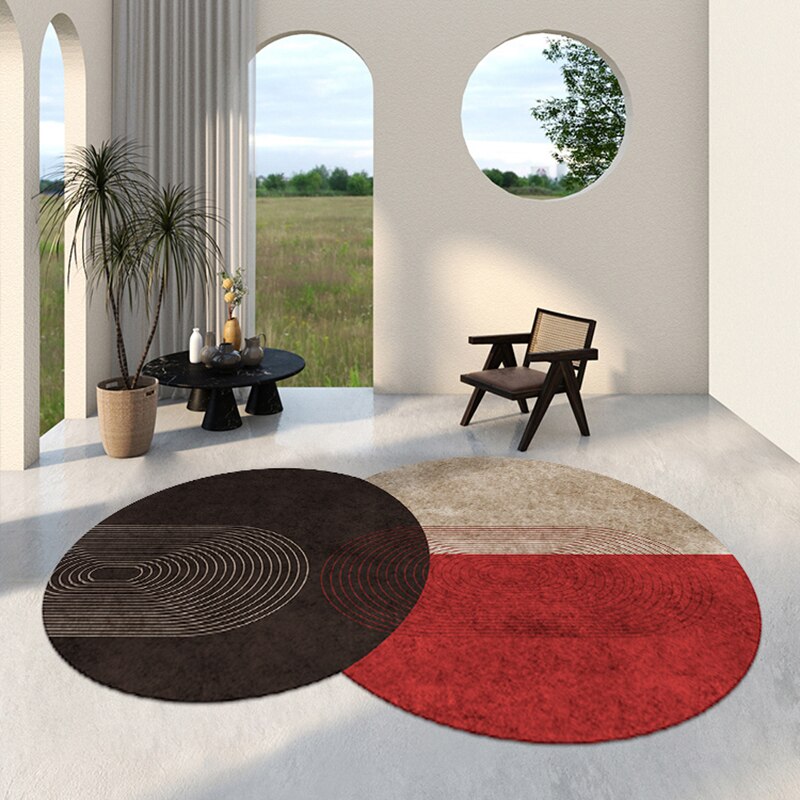 Double Round Living Room Coffee Table Carpet Home Abstract Solid Color Mat Personality Shaped Bedroom Bedside Rug Homestay Rugs