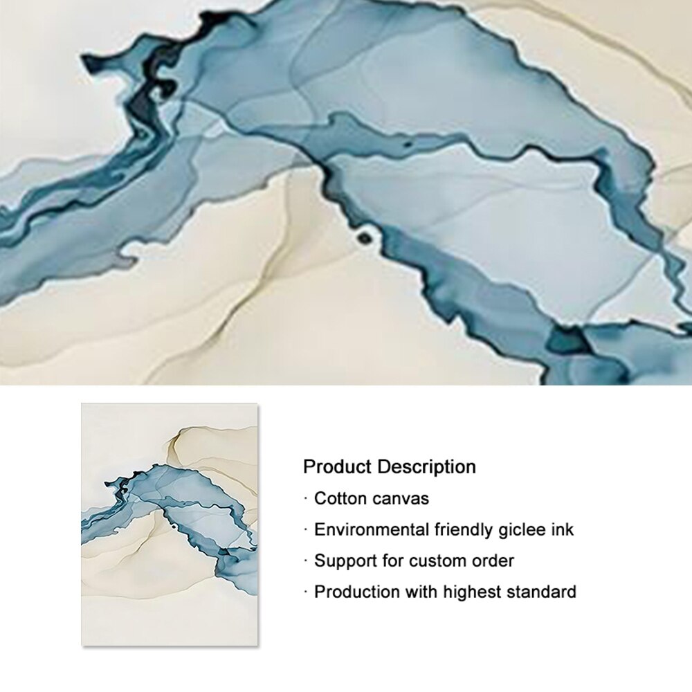 Modern Abstract Beige Blue Posters Wall Art Canvas Painting Minimalist Print Pictures Living Room Interior Home Decor Gifts