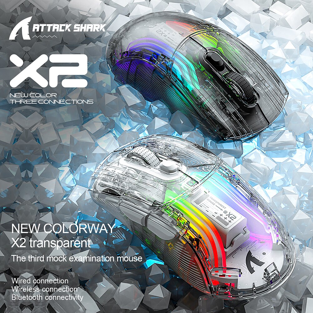 Wired Wireless Mouse Gamer RGB Light Adjustable Transparent Game Mouse Bluetooth-compatible Mouse for Desktop Notebook Computer