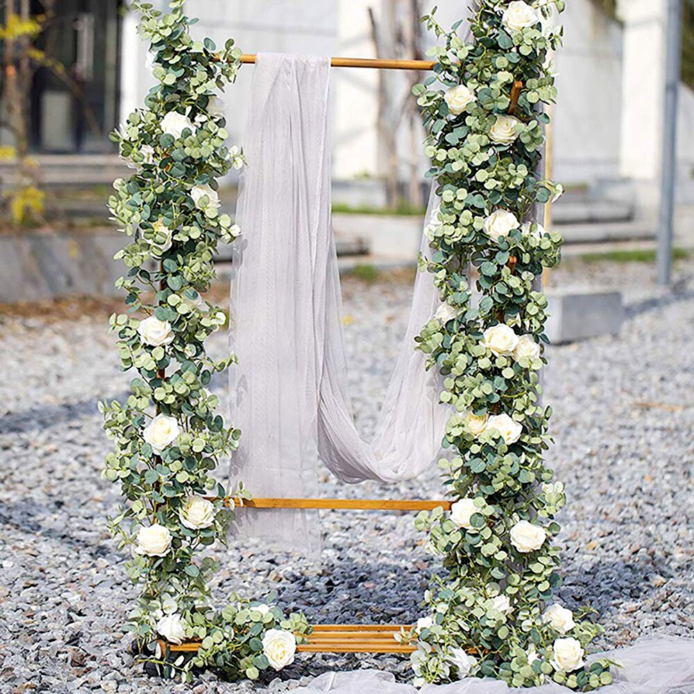Silk Artificial Rose Vine Hanging Flowers for Wall Decoration Rattan Fake Plants Leaves Garland Romantic Wedding Home Decoration