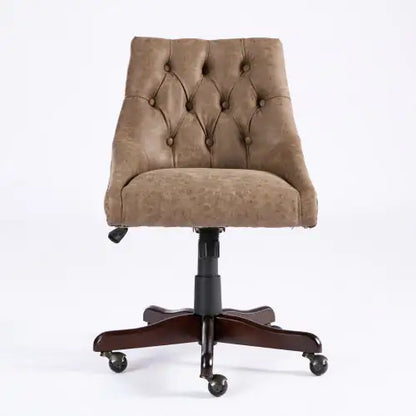 Rustic Brown Sheepskin Office Chair with Adjustable Functions
