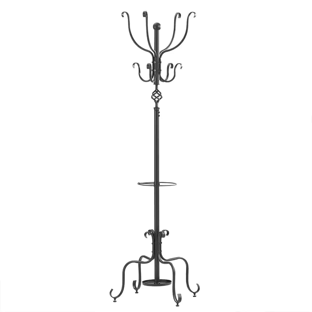 Versatile Metal Coat and Hat Stand with Umbrella Holder