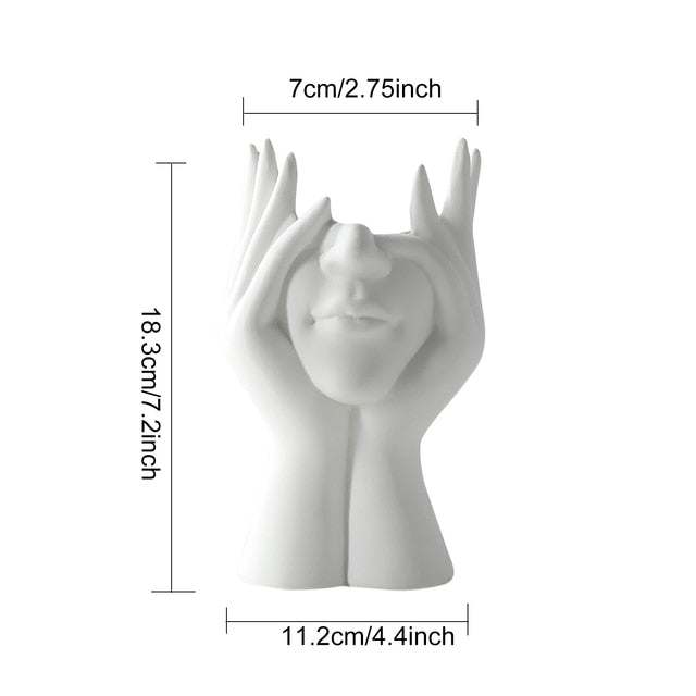 Human Body Half-body Vase Pen Container Creative Vase Ceramics Craft Exquisite Flower Bottles Home Decor for Dining Table Office