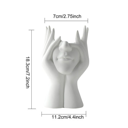 Human Body Half-body Vase Pen Container Creative Vase Ceramics Craft Exquisite Flower Bottles Home Decor for Dining Table Office
