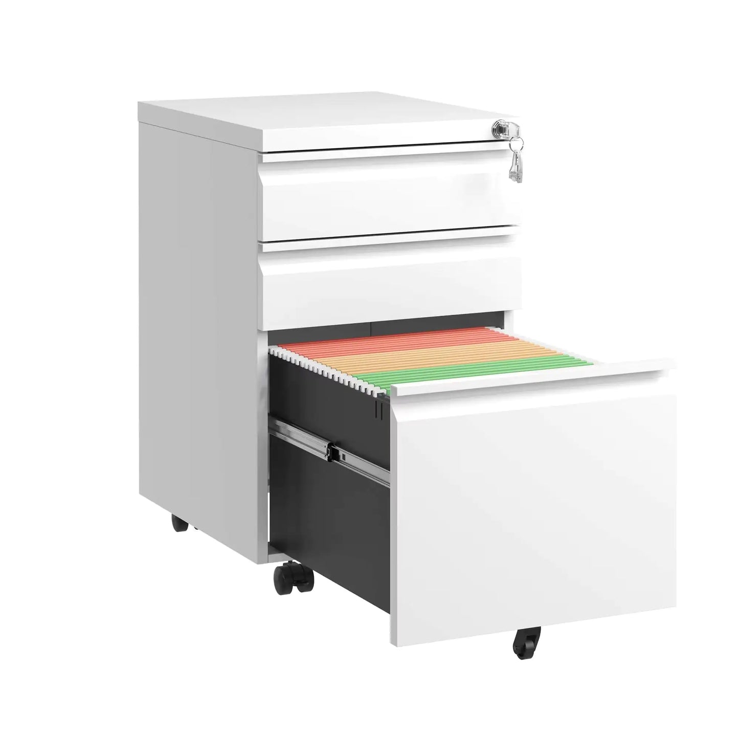 Secure Mobile File Cabinet 3-Drawer