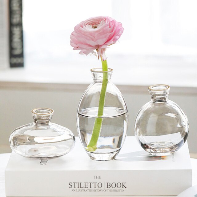 3Pcs Glass Bud Vase Small Glass Flower Vases Decorative Table Centerpieces Vase Elegant Mini Bud Vases Clear Glass Flower Vases