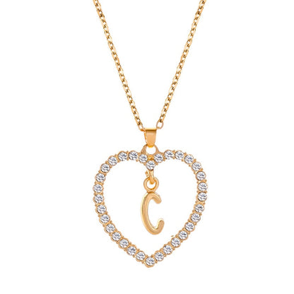 Letter Heart Pendant Initials Necklace
