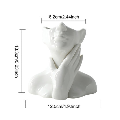 Human Body Half-body Vase Pen Container Creative Vase Ceramics Craft Exquisite Flower Bottles Home Decor for Dining Table Office