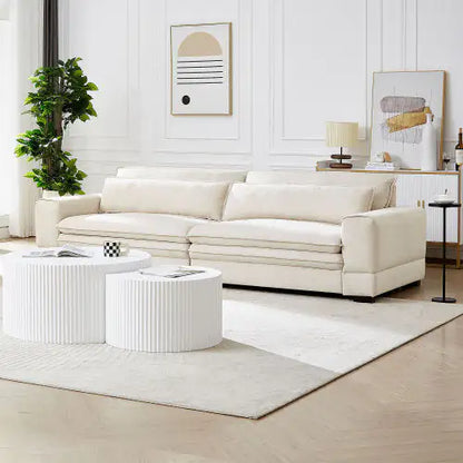 Beige Modern Fabric Sofa for Living Spaces