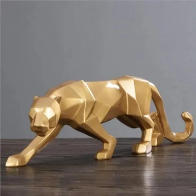 Chic Resin Leopard Sculpture: Stylish Home Office Accent