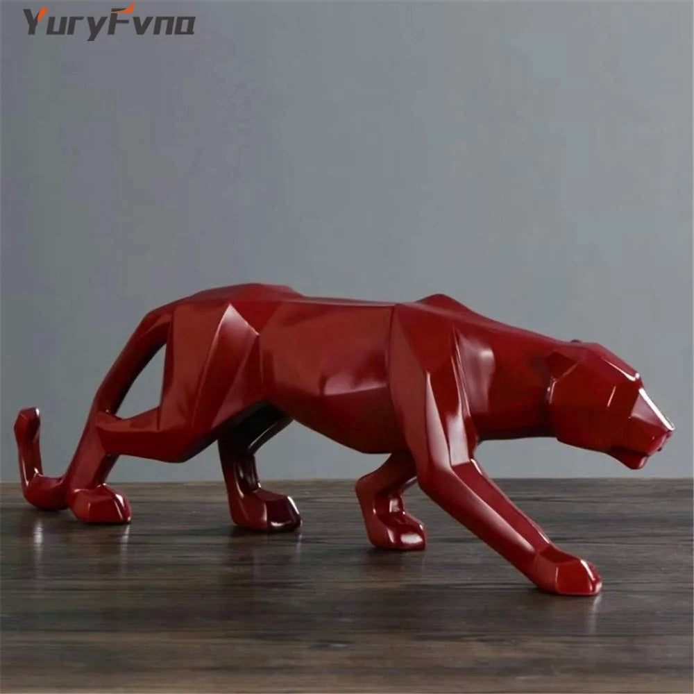 Chic Resin Leopard Sculpture: Stylish Home Office Accent
