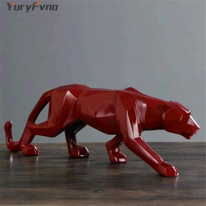 Chic Resin Leopard Sculpture: Stylish Home Office Accent