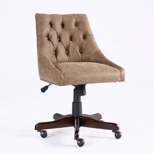 Rustic Brown Sheepskin Office Chair with Adjustable Functions