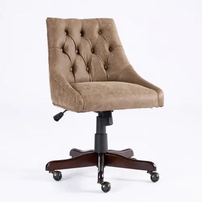 Rustic Brown Sheepskin Office Chair with Adjustable Functions