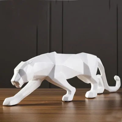 Chic Resin Leopard Sculpture: Stylish Home Office Accent
