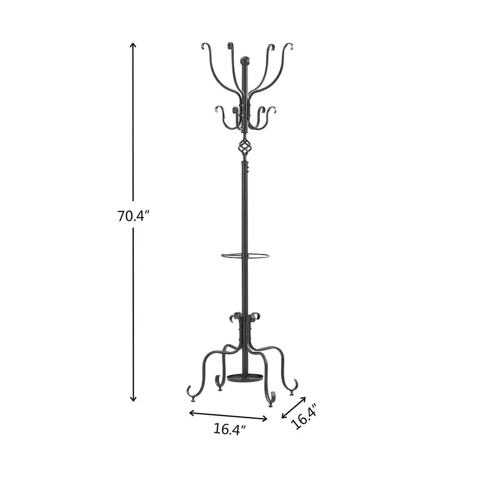 Versatile Metal Coat and Hat Stand with Umbrella Holder