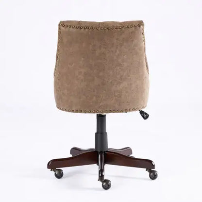 Rustic Brown Sheepskin Office Chair with Adjustable Functions