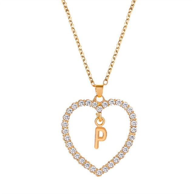 Letter Heart Pendant Initials Necklace