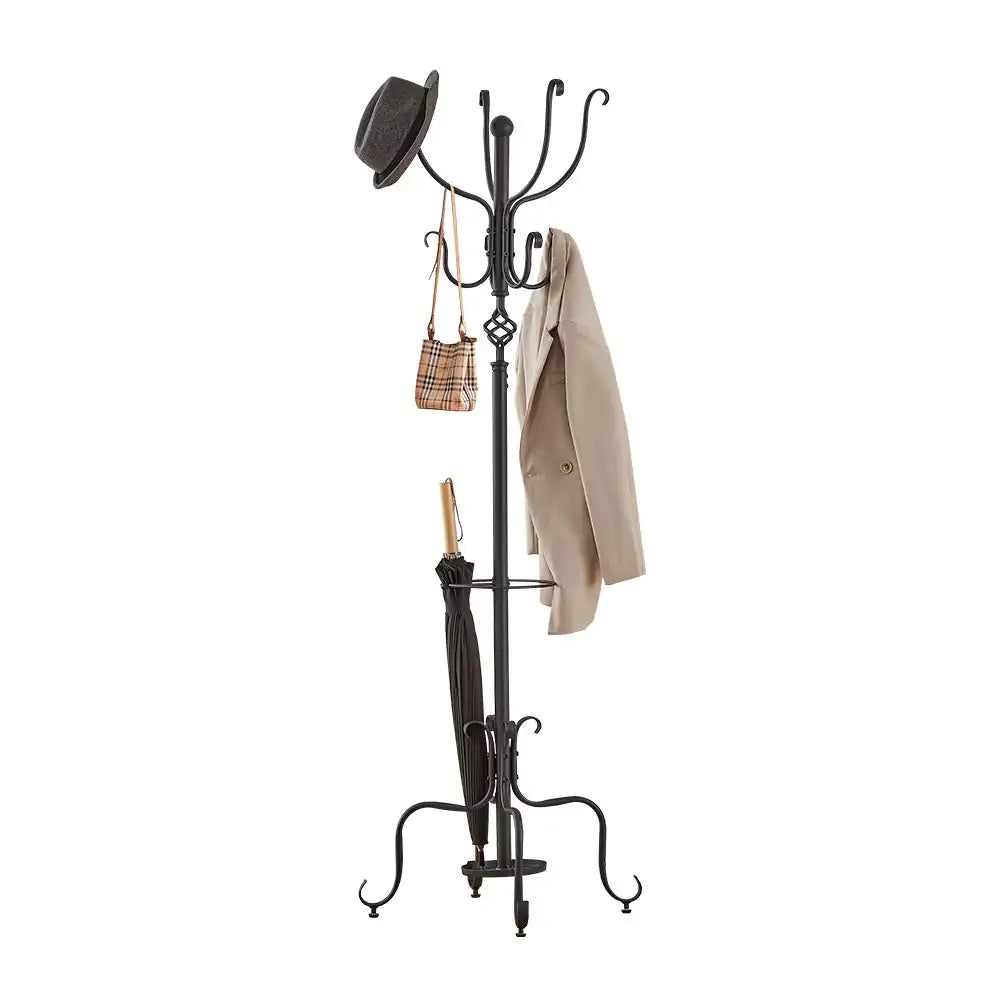 Versatile Metal Coat and Hat Stand with Umbrella Holder