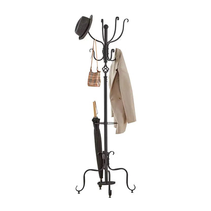 Versatile Metal Coat and Hat Stand with Umbrella Holder