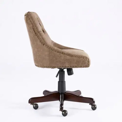 Rustic Brown Sheepskin Office Chair with Adjustable Functions