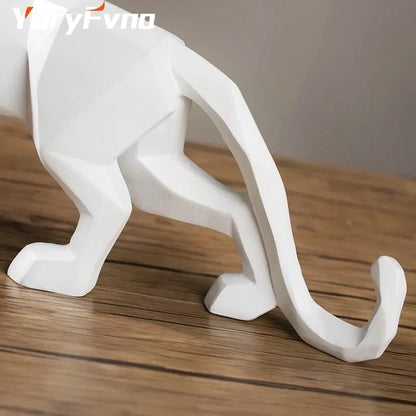 Chic Resin Leopard Sculpture: Stylish Home Office Accent